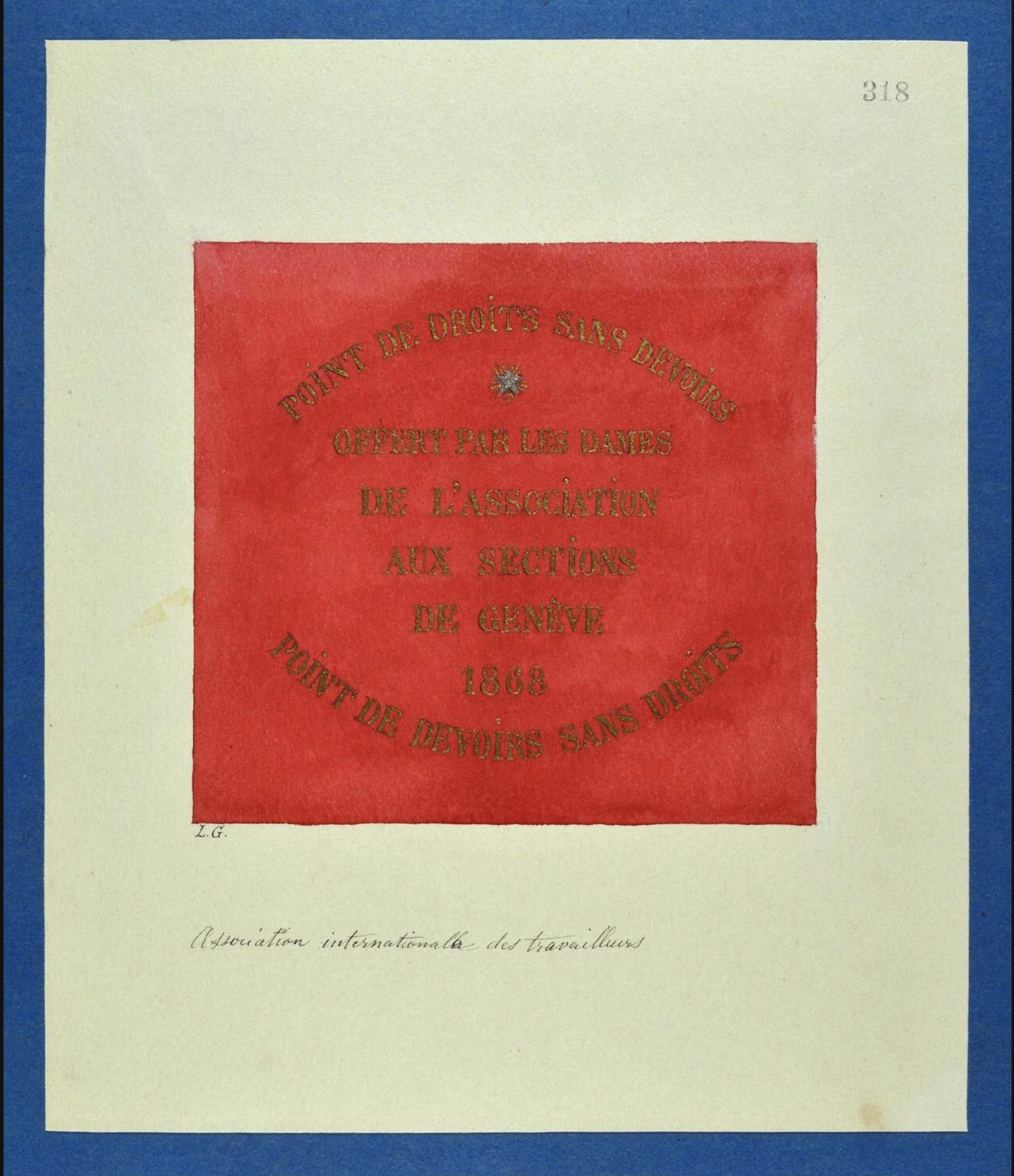 Banner of the Geneva section of the International Workingmen's Association, 1868
