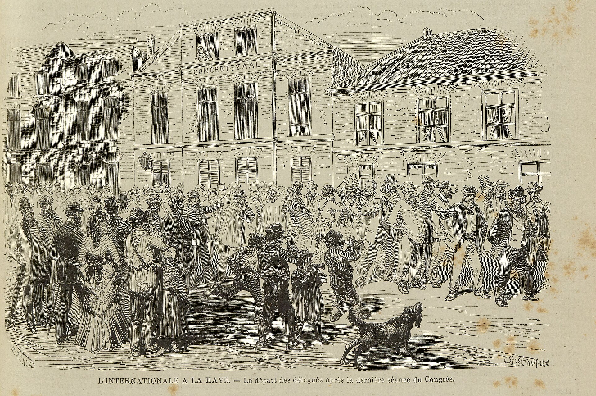 Crowd booing the Marxist delegates at the end of the Hague Congress, from L'Illustration, 21 September 1872