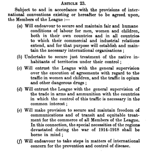 Article 23 of the Covenant of the League of Nations, 1919