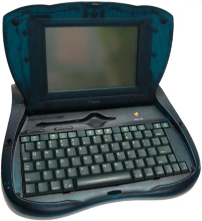 An Apple eMate 300, the clamshell Newton OS laptop for schools