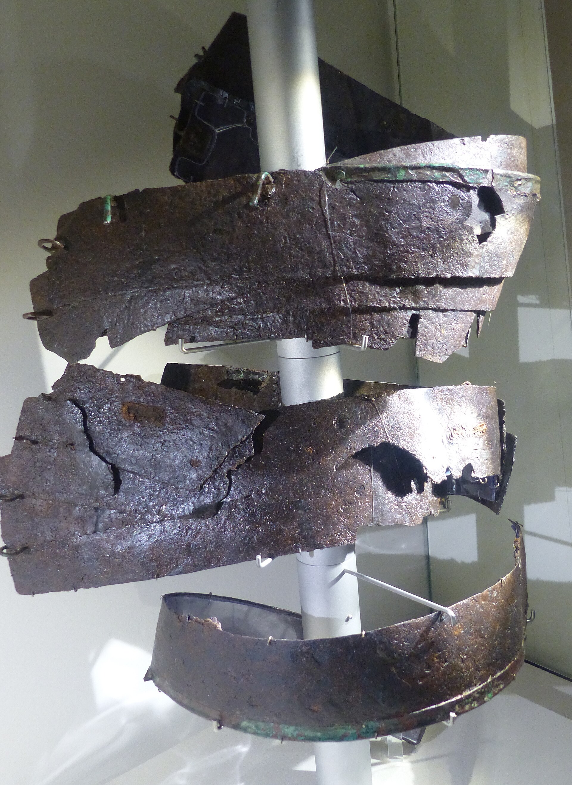 Fragments of Roman plate armour, 150-200 AD, from the Roman fort at Stillfried, Lower Austria.