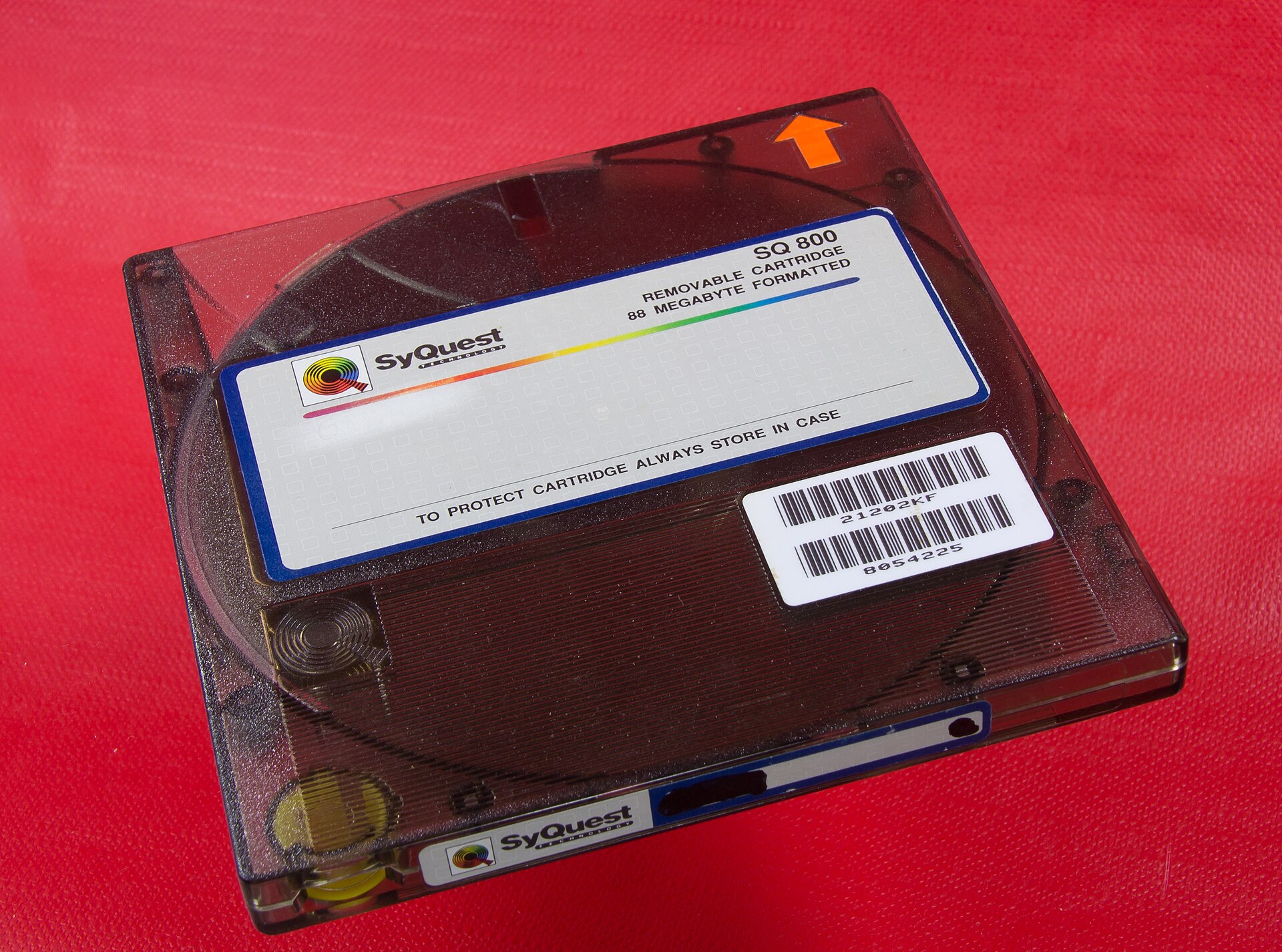 A SyQuest SQ800 88 MB 5.25-inch removable hard disk cartridge.