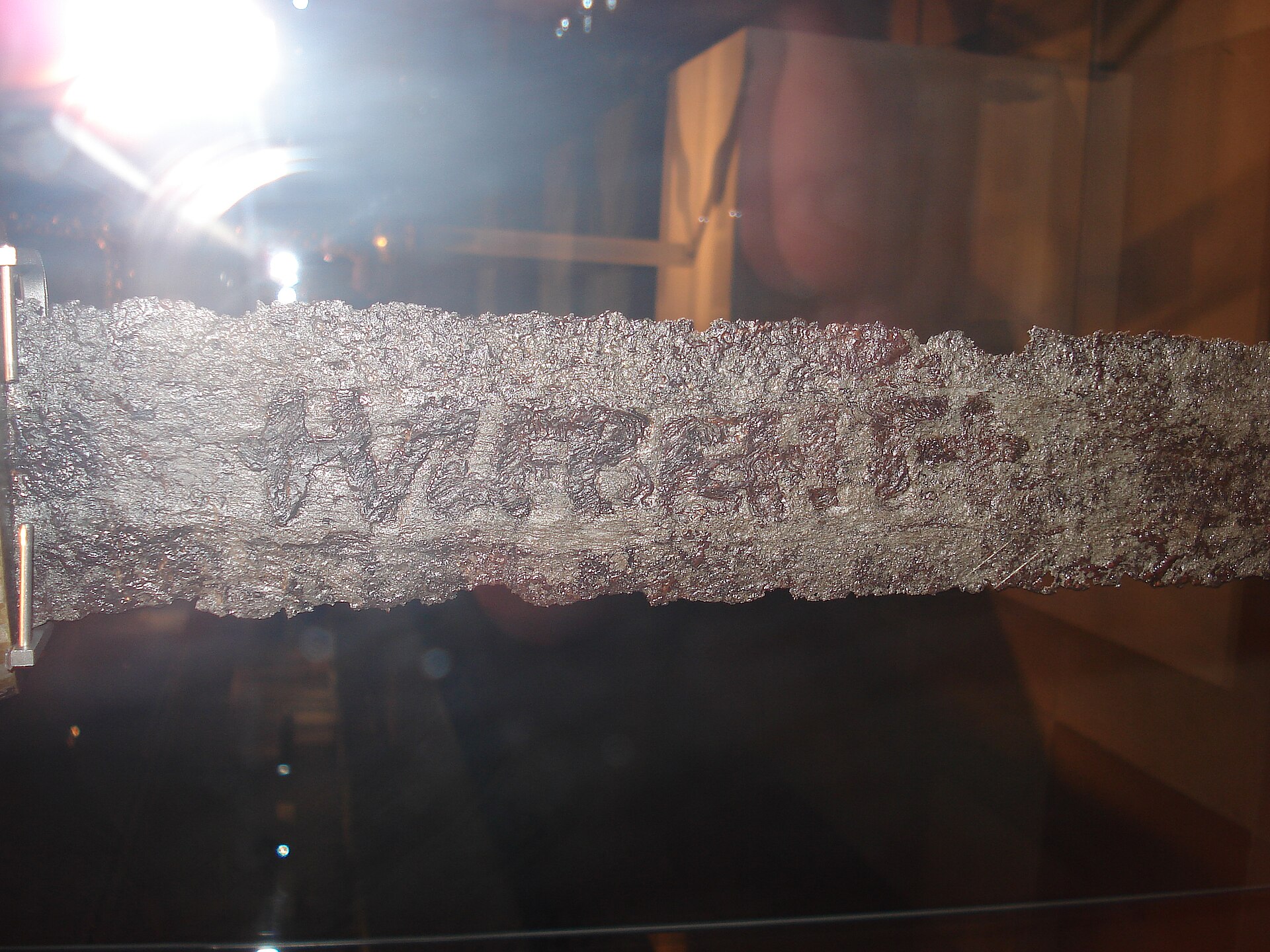 An Ulfberht sword of the first half of the 9th century, displayed at the Germanisches Nationalmuseum in Nuremberg